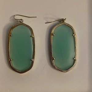Kendra Scott- teal drop earrings. Gold frame